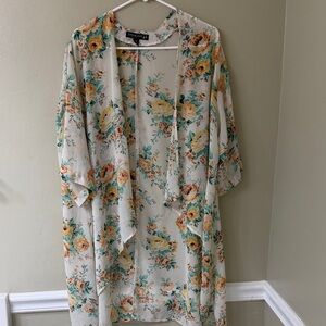 Living Doll Floral Kimono with Yellow and Green Accents